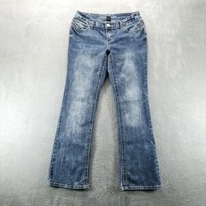 Ariya Jeans Womens 10 Short Blue Bootcut Low Rise Flap Pockets Stretch Y2K Denim